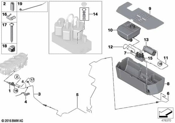 Tubería de Inyección de Agua para BMW F82 (OEM 13538068957). Original BMW