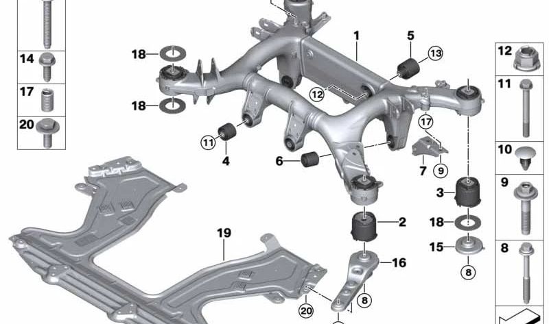 Soporte central de brazo trasero OEM 33306887415 para BMW Serie 8 (G15, G16). Original BMW