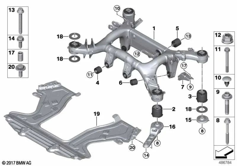 Tornillo hexagonal para BMW G15, G16, I12, I12N, I15 (OEM 07119909276). Original BMW