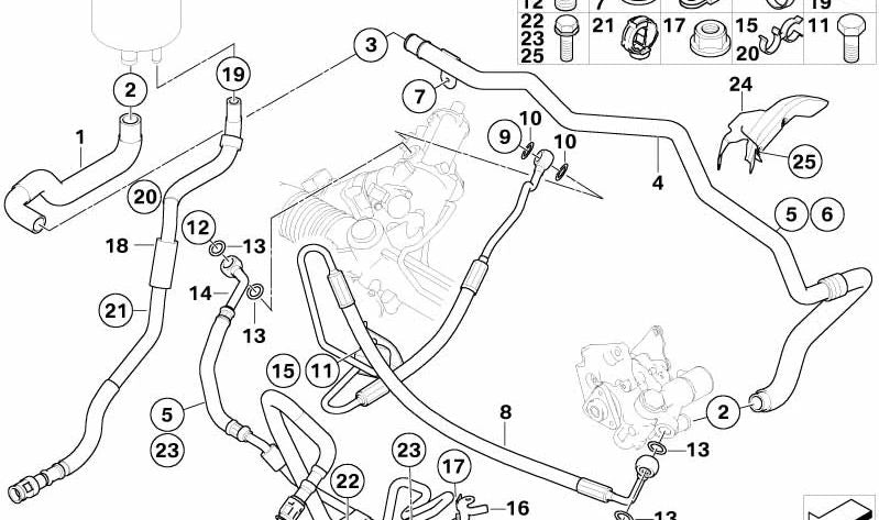 Expansion pipe for BMW 5 Series E60, E61, 6 Series E63, E64 (OEM 32416782710). Original BMW