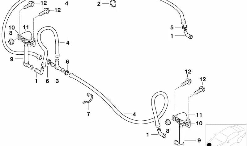 Adaptador de bicos de limpeza da esquerda do OEM 61677001653 para BMW E52 (Z8). BMW original