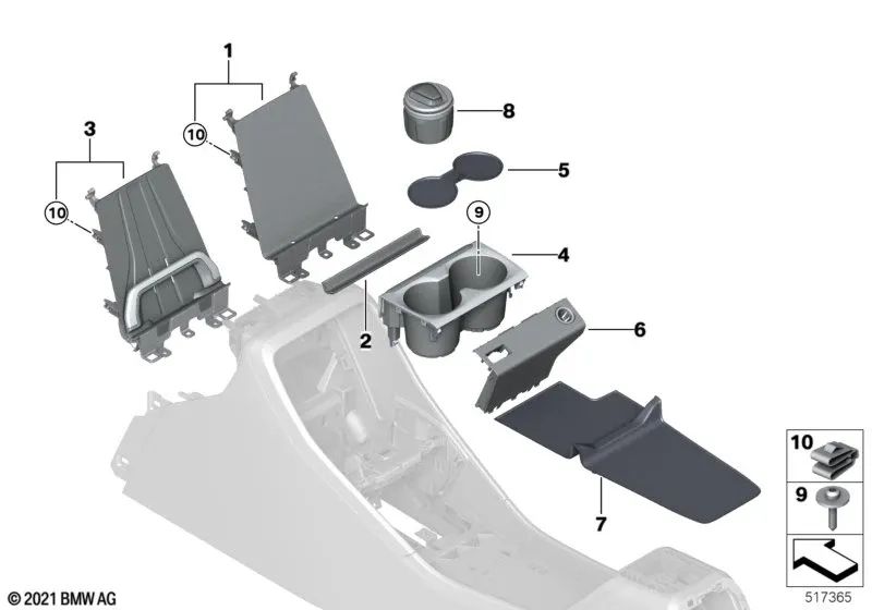 Alfombrilla para Portavasos para BMW U06, U11, U12 (OEM 51169472846). Original BMW.