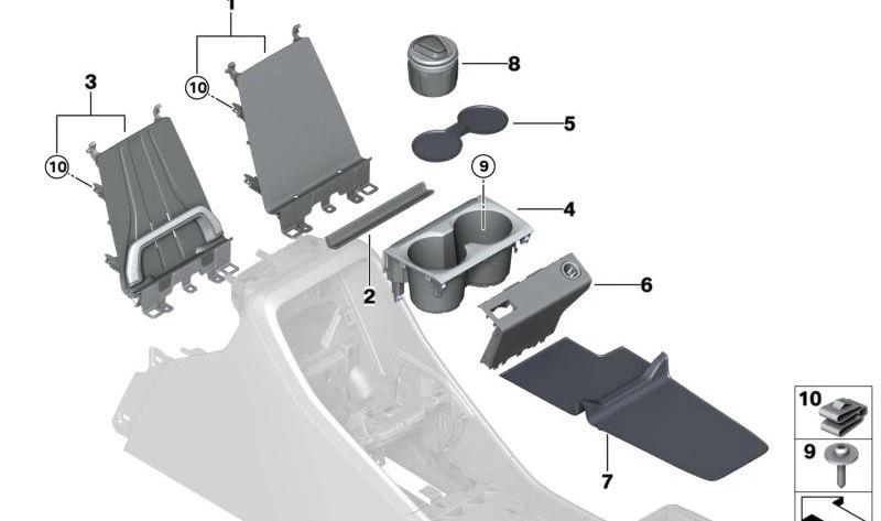 Soporte para bebidas OEM 51169496948 para BMW X1 (U11), iX1 (U10). Original BMW.