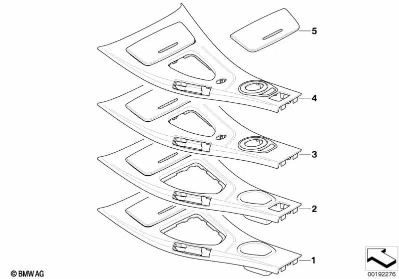 Cubierta de la consola central delantera para BMW E90N, E92, E92N (OEM 51167903966). Original BMW.