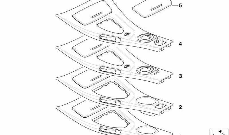 Vordere Mittelkonsolenabdeckung für BMW 3er E90N, E92 (OEM 51167903960). Original BMW