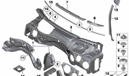 Aislamiento acústico tabique vano motor para BMW E81, E82, E87, E88, E90, E91, E92, E93, E84 (OEM 51487059346). Original BMW.