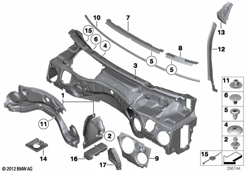 Juego de Aislamiento Acústico para BMW Serie 1 E81, E87, E87N, E88, Serie 3 E90, E90N, E91, E91N, E93, E93N, X1 E84 (OEM 51487133592). Original BMW