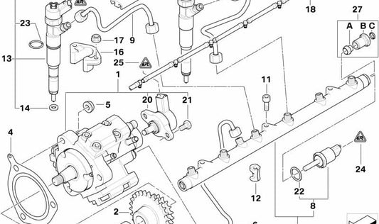 Pipe di pressione OEM 13537804235 per BMW E46, E39, E38, E53. BMW originale.