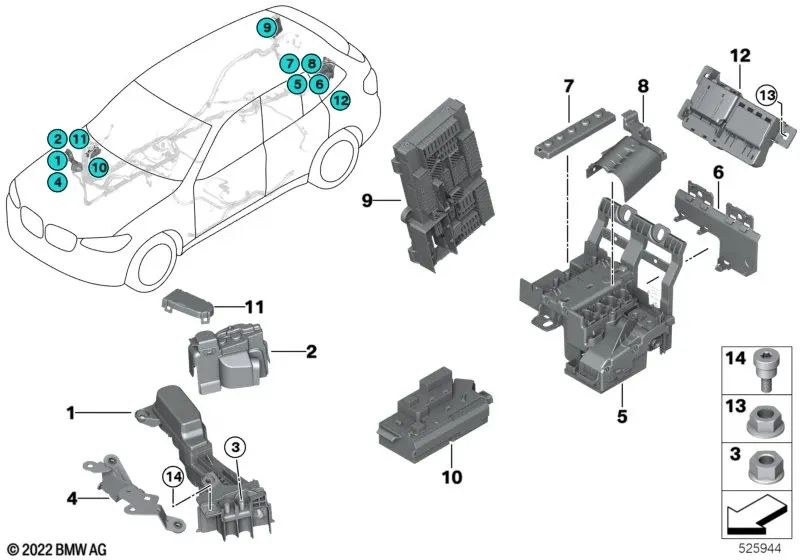 B+ Distribuidor de punto de arranque externo para BMW Serie 5 G30, G31, G38, Serie 6 G32, Serie 7 G11, G12, X3 G01, G08, X4 G02 (OEM 61149339823). Original BMW