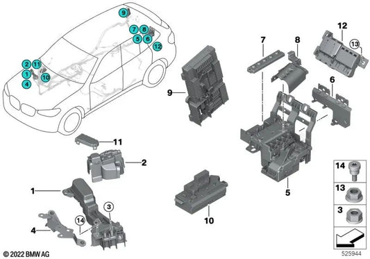 External Starter Support Point B+ for BMW G30, G31, G32, G11, G12, G01, G02 (OEM 61149339826). Genuine BMW.