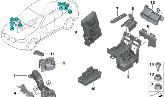 Rear energy distribution box OEM 61145A04501 for BMW G01, G08, F97, G02, F98. Original BMW.