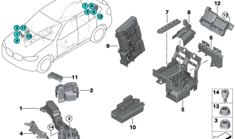 OEM -Batteriedeckel 61149340278 für BMW G30, G11, G12, G14, G15, G01, G08, F97, G02, F98. Original BMW.