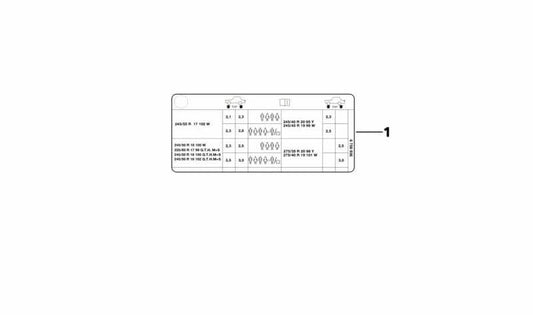 Placa de Aviso de Presión de Neumáticos para BMW Serie 3 E36 (OEM 71242124999). Original BMW.