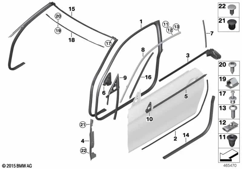 Left A-Pillar Seal for BMW F33, F33N, F83, F83N (OEM 51347295569). Original BMW.