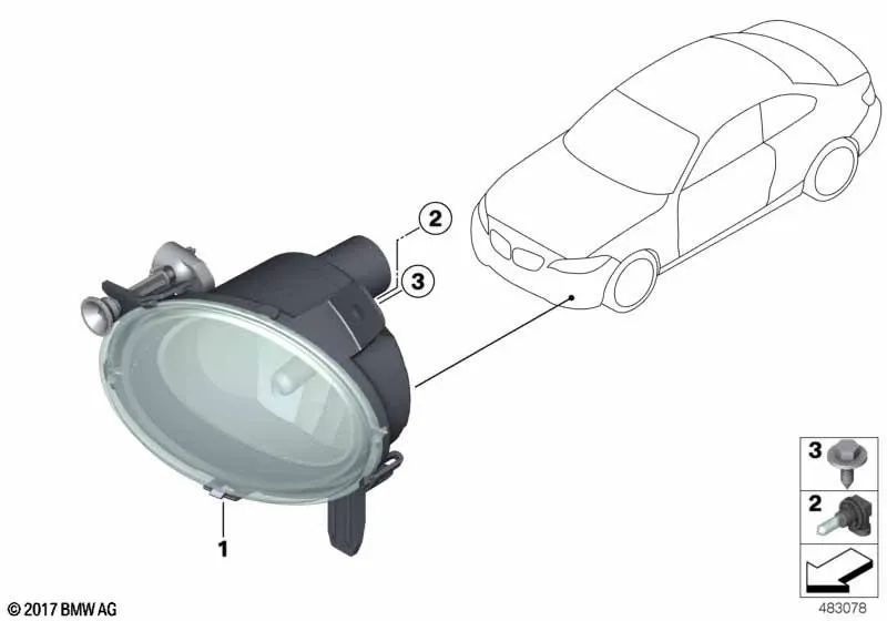 Faros antiniebla LED izquierda para BMW F20N, F21N Serie 2 F22N, F23N Serie 3 F30N, F31N, F34N, F35N Serie 4 F32, F33, F36 (OEM 63177315559). Original BMW