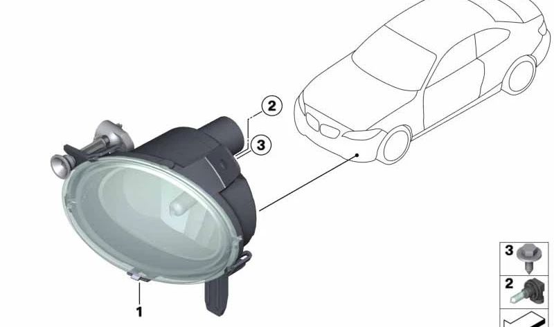 Luz antiniebla LED derecha para BMW F20N, F21N, F22N, F23N, F30N, F31N, F34N, F35N, F32, F33, F36 (OEM 63177315560). Original BMW