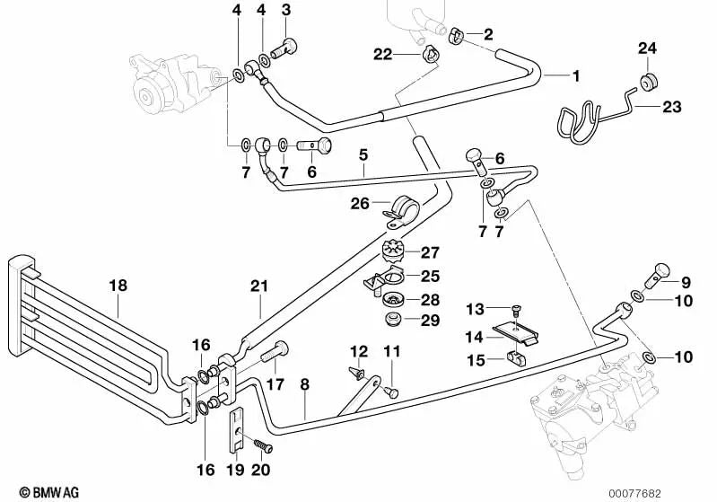 Tubo de presión para BMW E38 (OEM 32411141854). Original BMW