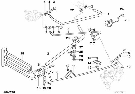 Tubo de presión para BMW E38 (OEM 32411141854). Original BMW