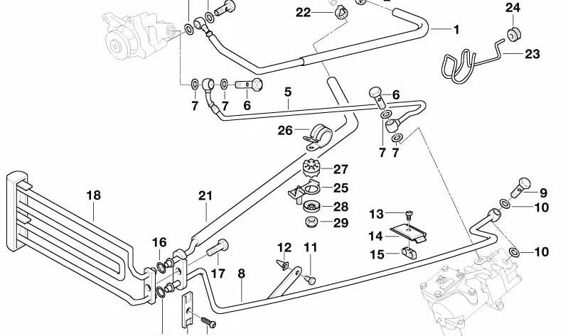 Tubería de retorno del radiador para BMW E38 (OEM 32411091975). Original BMW