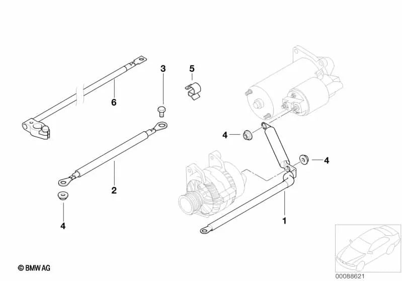 Cable generador-arranque punto de apoyo para BMW E81, E82, E87, E87N, E88, E90, E91, E92, E93, E84 (OEM 12427570254). Original BMW