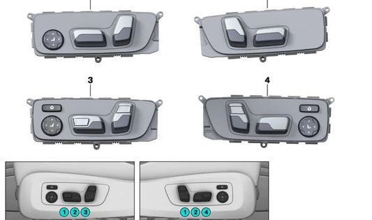 Mando de ajuste eléctrico del asiento derecho OEM 61315A44434 para BMW Serie 5 G18 (Modelo compatible). Original BMW