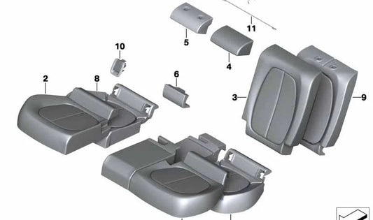 Funda de cuero para asiento izquierdo OEM 52207411911 para BMW F45, F48. Original BMW.