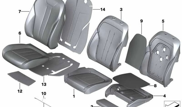 Funda de asiento confort en cuero climatizado OEM 52107377083 para BMW X6 (F16). Original BMW.