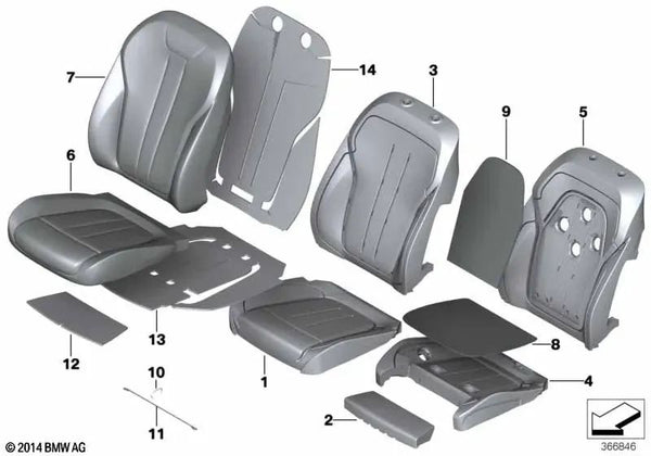 Funda de Asiento de Confort Cuero Climatizado para BMW F16 (OEM 52107377082). Original BMW.