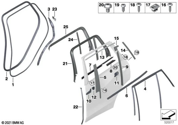 Sellado Columna C derecha para BMW X7 G07 (OEM 51769451370). Original BMW