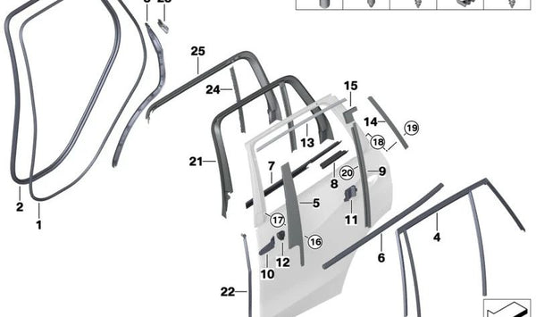 Sellado del Pilar C Derecho para BMW X5 G05 (OEM 51767933010). Original BMW