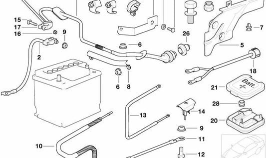 Generator-Starterkabel für BMW E39, E38 (OEM 12422247943). Original BMW