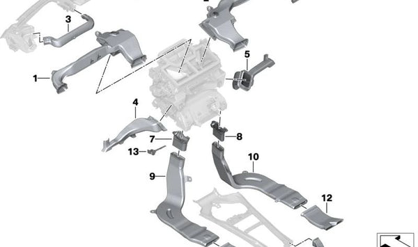 Canal de pie izquierdo para BMW G42, G87, G20, G20N, G21, G21N, G28, G28N, G80, G81, G22, G23, G26, G82, G83 (OEM 64226805553). Original BMW.