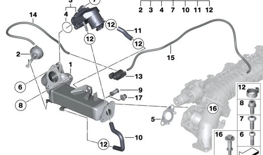 Le flexible de retour du liquide de refroidissement OEM 11717100429 pour BMW F20, F21, F22, E90, E91, E92, F30, F31, F34, F32, F33, F36, F07, F10, F11, F06, F12, F13, F01, F02, F02, E84, F25, F26, E70, F15, E71, F16. BMW d'origine.