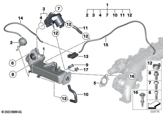 Kühlmittelschlauch für BMW F20, F21, F22, E90N, E91N, E92N, F30, F31, F34, F32, F33, F36, F07, F10, F11, F06, F12, F13, F01N, E84, F25, F26, E70N, F15, E71, F16 (OEM 11717100428). Original BMW.