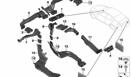 Grille Ventillaire gauche OEM 64229231970 pour BMW F30, F31, F34, F32, F33, F36, F82. BMW d'origine