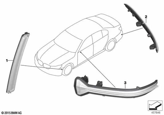 Reflector trasero izquierdo para BMW G11, G12 (OEM 63148063197). Original BMW.