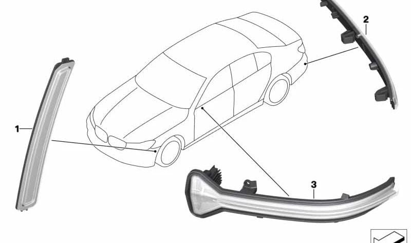 Reflector lateral izquierdo para BMW G11, G12 (OEM 63147355805). Original BMW.