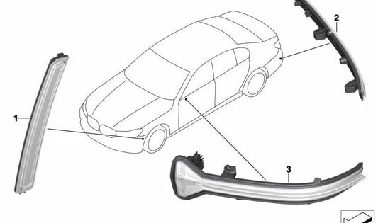 Reflector trasero derecho para BMW Serie 7 G11N, G12N (OEM 63148091550). Original BMW