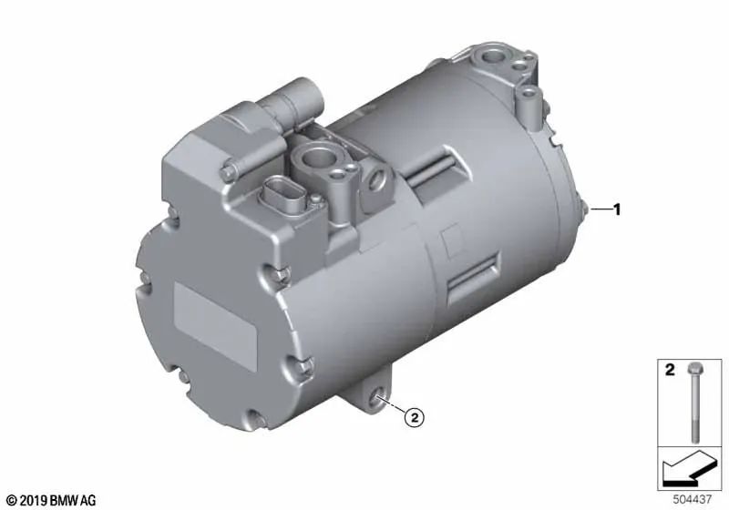 Compressor de ar condicionado elétrico para BMW X5 G05 (OEM 64529496112). BMW original.