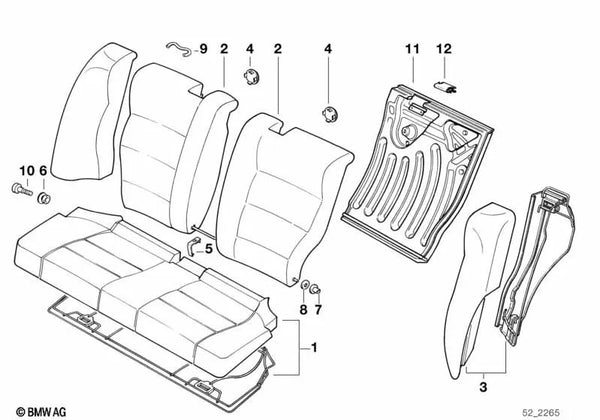 Revestimiento de respaldo izquierdo para BMW Serie 3 E36 (OEM 52208130143). Original BMW