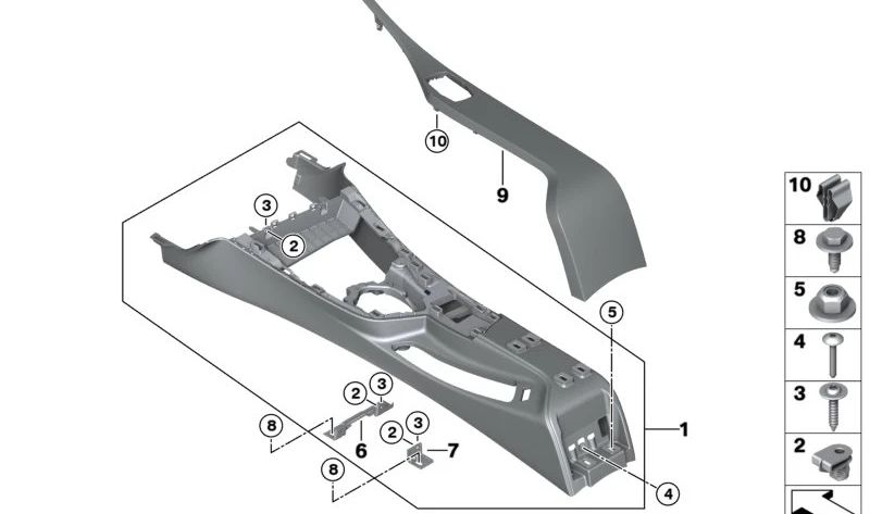 Frontal de Consola Central Alcantara para BMW F87N (OEM 51168079014). Original BMW