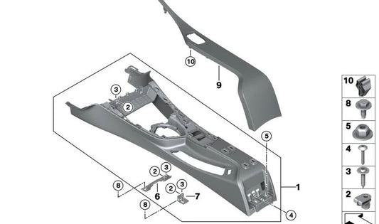 Unterstützung für Central Console OEM 51169227899 für BMW F20, F21, F22, F23, F87. Original BMW