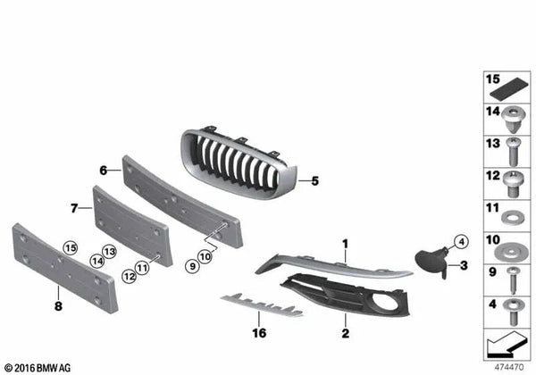 Barra de embellecedor derecha para BMW Series 3 F34, F34N (OEM 51117294896). Original BMW