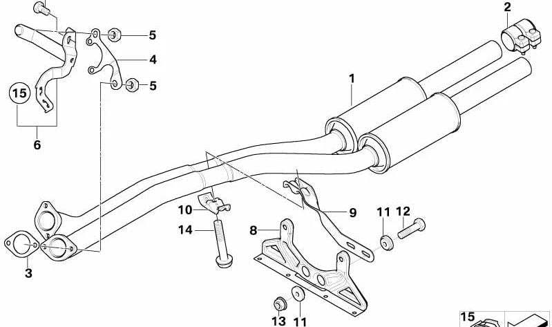 Soporte de fijación escape OEM 18207562127 para BMW Serie 7 (E65, E66). Original BMW.