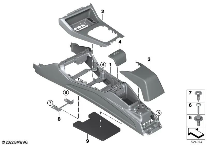 Embellecedor Consola Central para BMW Serie 3 G80, Serie 4 G82 (OEM 51169504995). Original BMW