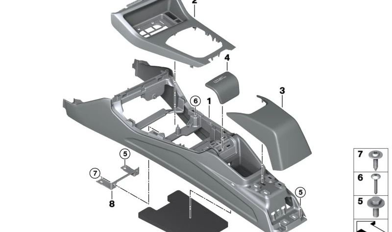 Consola central para BMW Serie 3 G80, Serie 4 G82, G82N (OEM 51169505002). Original BMW.