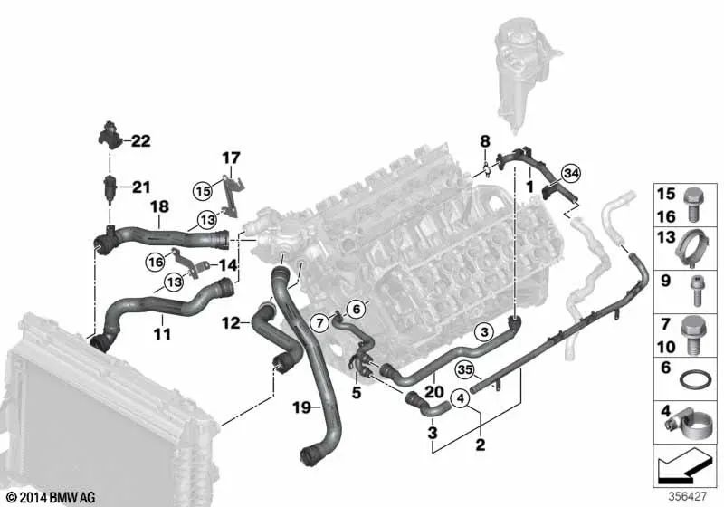 Junta para BMW Serie 3 E90, E92, E93 Serie 5 E60 Serie 6 E63 (OEM 11537835651). Original BMW