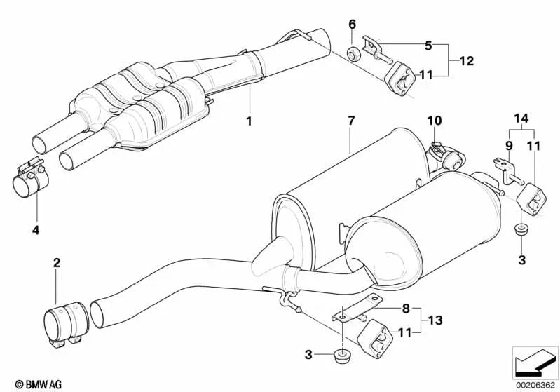 Rear silencer with exhaust valve for BMW E65, E66 (OEM 18307524730). Original BMW