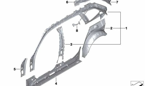 Guardabarros exterior trasero derecho para BMW Serie 3 G20, G21, G28 (OEM 41007488086). Original BMW