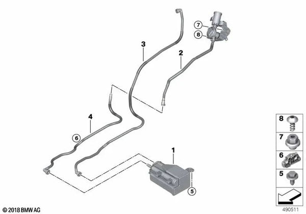 Tubo de ventilación con módulo de diagnóstico de fugas para BMW G07, G07N (OEM 16117439920). Original BMW.